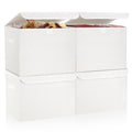 Bagnizer Large 22 Quart Linen Fabric Foldable Storage Bin Cube Organizer Basket with Flip-Top Lid & Handles, Clothes Blanket Box for Home, Office, Closet, White, 4 Pack 14.6 x 9.5 x 9.5”