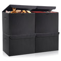 Bagnizer Large 22 Quart Linen Fabric Foldable Storage Bin Cube Organizer Basket with Flip-Top Lid & Handles, Clothes Blanket Box for Home, Office, Closet, Black, 4 Pack 14.6 x 9.5 x 9.5”