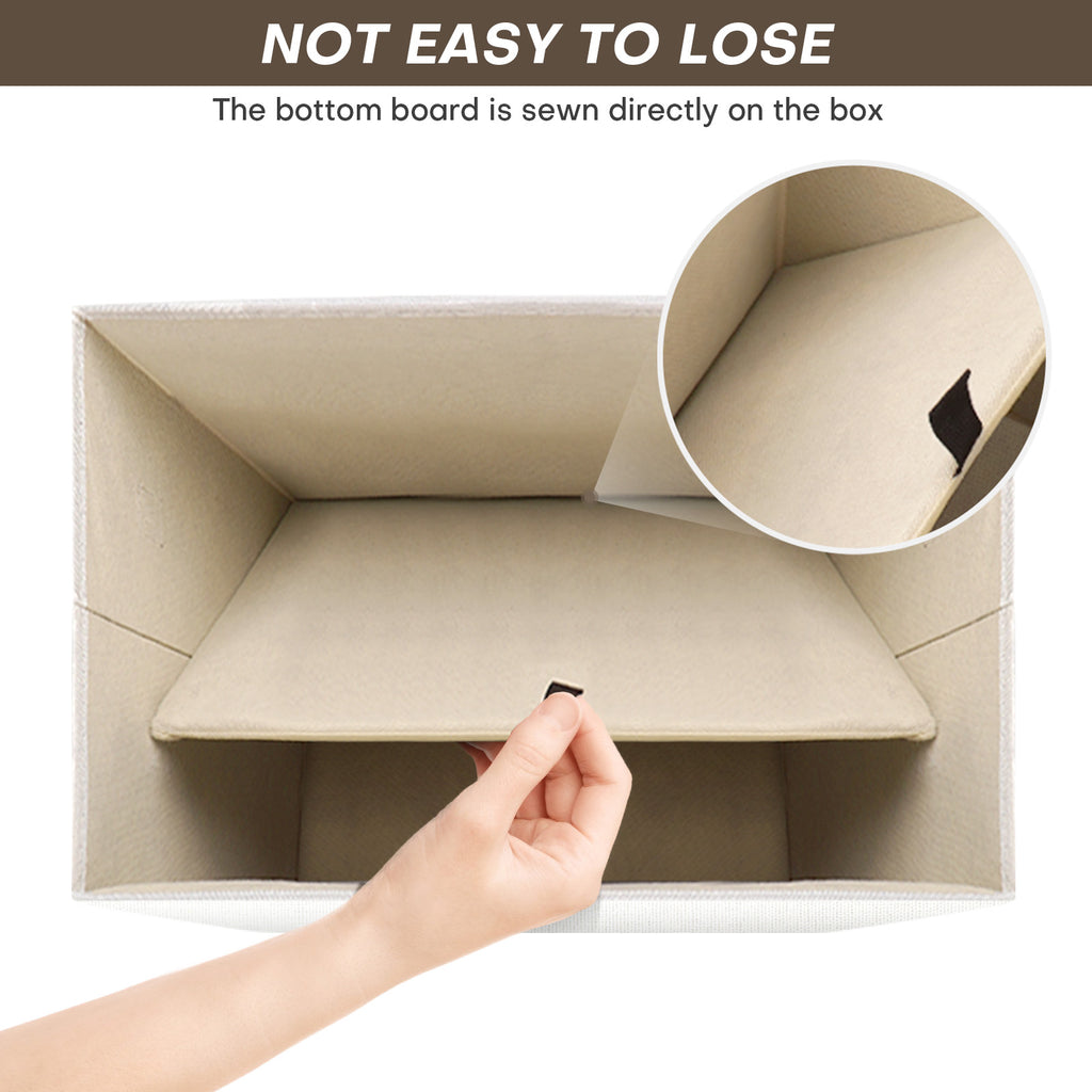 Bagnizer Large 22 Quart Linen Fabric Foldable Storage Bin Cube Organizer Basket with Flip-Top Lid & Handles, Clothes Blanket Box for Home, Office, Closet, White, 4 Pack 14.6 x 9.5 x 9.5”