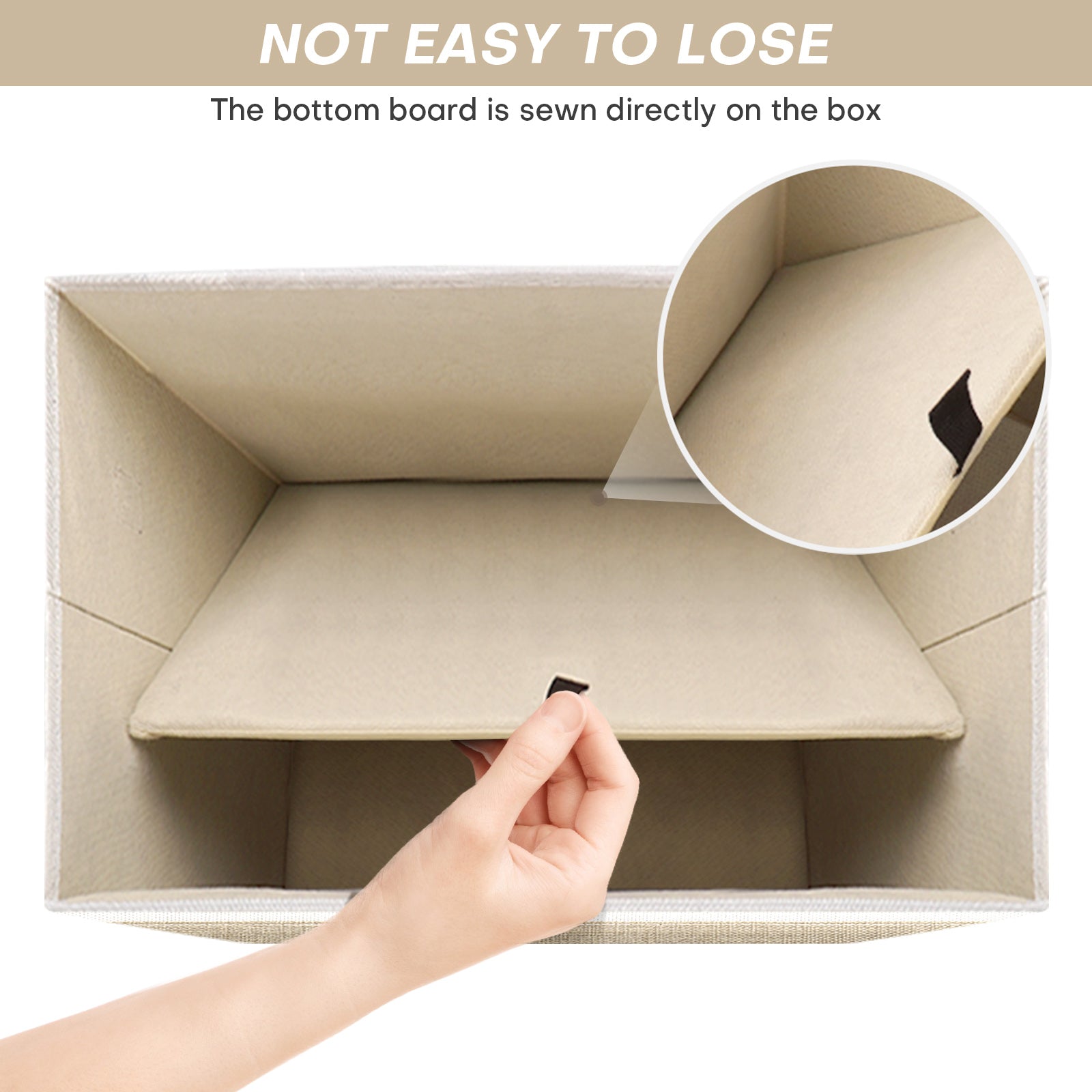 Bagnizer Large 17" 42 Quarts Collapsible Stackable Storage Bins with Lids [3-Pack] Foldable Fabric Linen Storage Boxes Cube, Closet Organizer Baskets with Label (16.7 x 12 x 12, Beige & White)