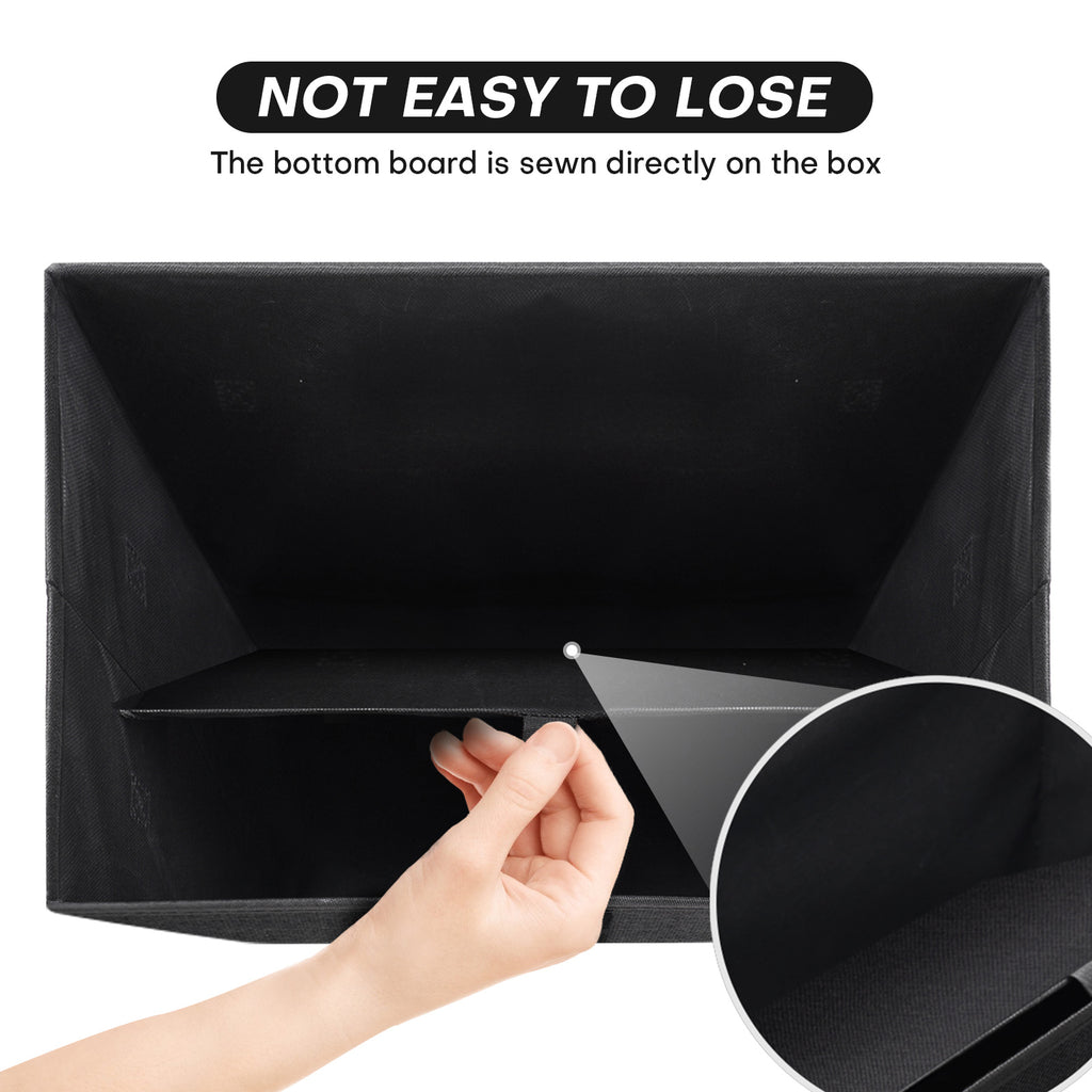 Bagnizer Large 22 Quart Linen Fabric Foldable Storage Bin Cube Organizer Basket with Flip-Top Lid & Handles, Clothes Blanket Box for Home, Office, Closet, Black, 4 Pack 14.6 x 9.5 x 9.5”