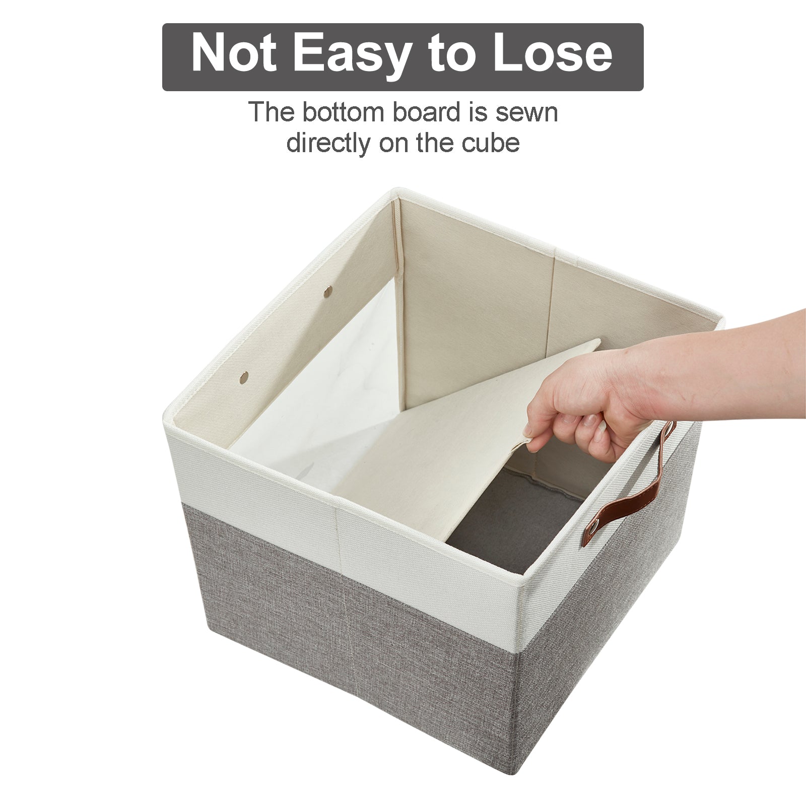 Bagnizer Storage Cubes, 4 Pack Linen Foldable Storage Bins (13 x 13 inch) with Clear Window and Handles, Fabric Organizer for Shelf Closet, Clothes, Books - (Gray and White)