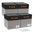 Collapsible Fabric Storage Cube Bins with 2 Reinforced PU Handles, Foldable Storage Organizer Baskets for Closet, Shelves, Living Room | 11"x11"x11", 4 Pack, Black & Gray