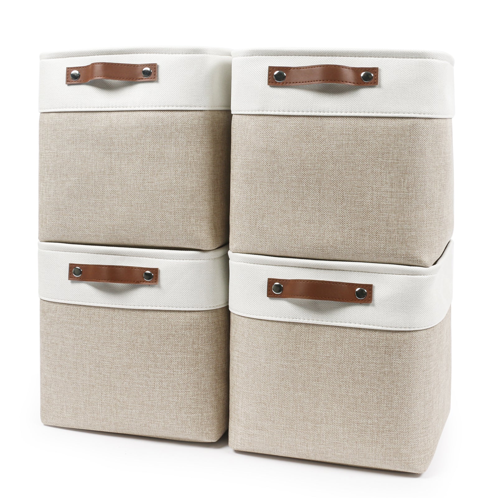 Bagnizer Collapsible Fabric Storage Cubes 11x11 Cube Storage Bins, 4 Pack Closet Baskets Box with Handles for Organizing, Shelf, Toys, Clothes, Home, Office, Nursery