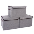 Bagnizer Large 22 Quart Linen Fabric Foldable Storage Bin Cube Organizer Basket with Flip-Top Lid & Handles, Clothes Blanket Box for Home, Office, Closet, Gray, 4 Pack 14.6 x 9.5 x 9.5