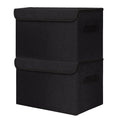 Bagnizer Large 42 Quarts Fabric Storage Bins with Lids [2-Pack] Linen Collapsible Foldable Storage Cubes, Closet Organizer Containers boxes with Handles for Home Office (16.7 x 12 x 12, Black)