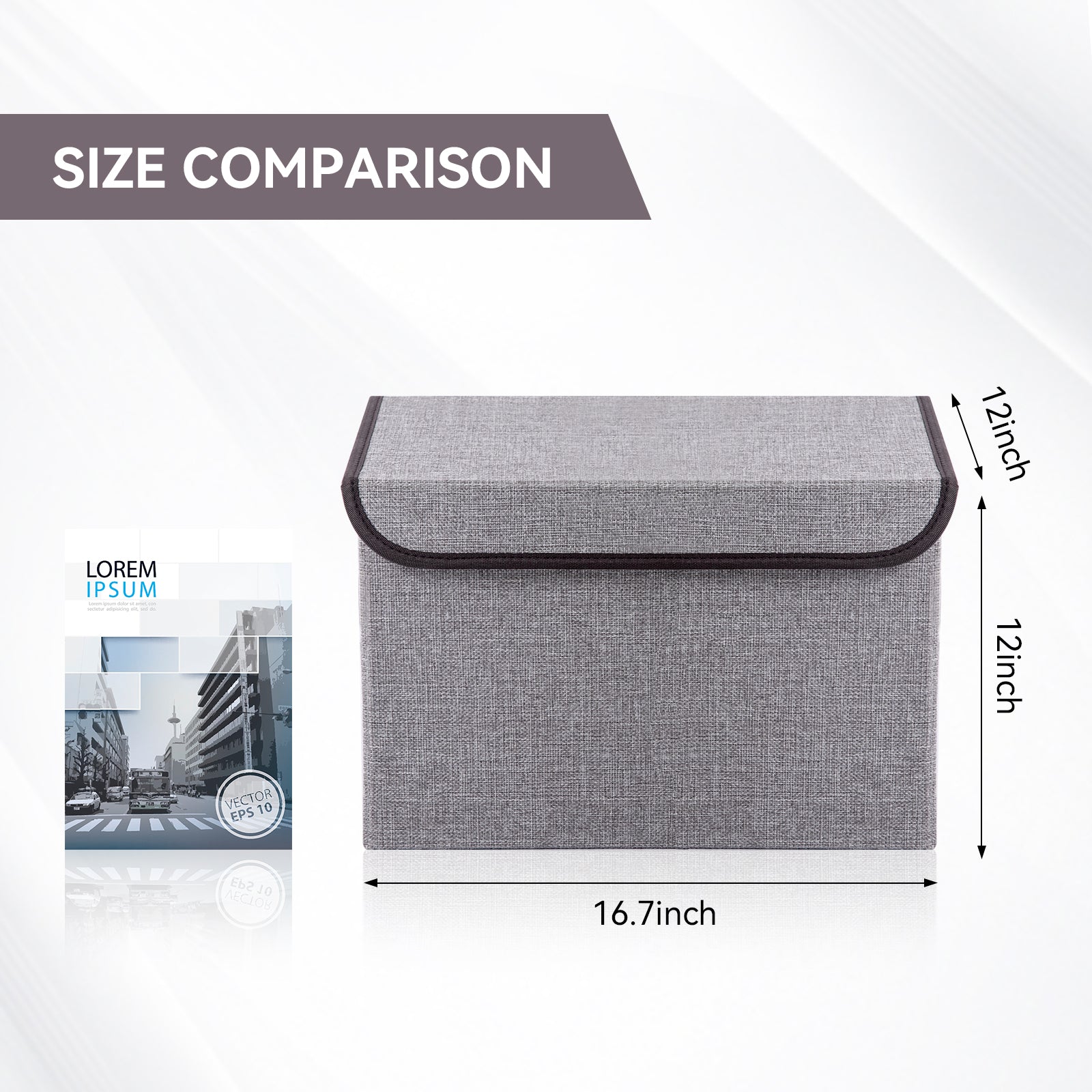 Bagnizer Large 42 Quarts Fabric Storage Bins with Lids [2-Pack] Linen Collapsible Foldable Storage Cubes, Closet Organizer Containers boxes with Handles for Home Office (16.7 x 12 x 12, Gray)